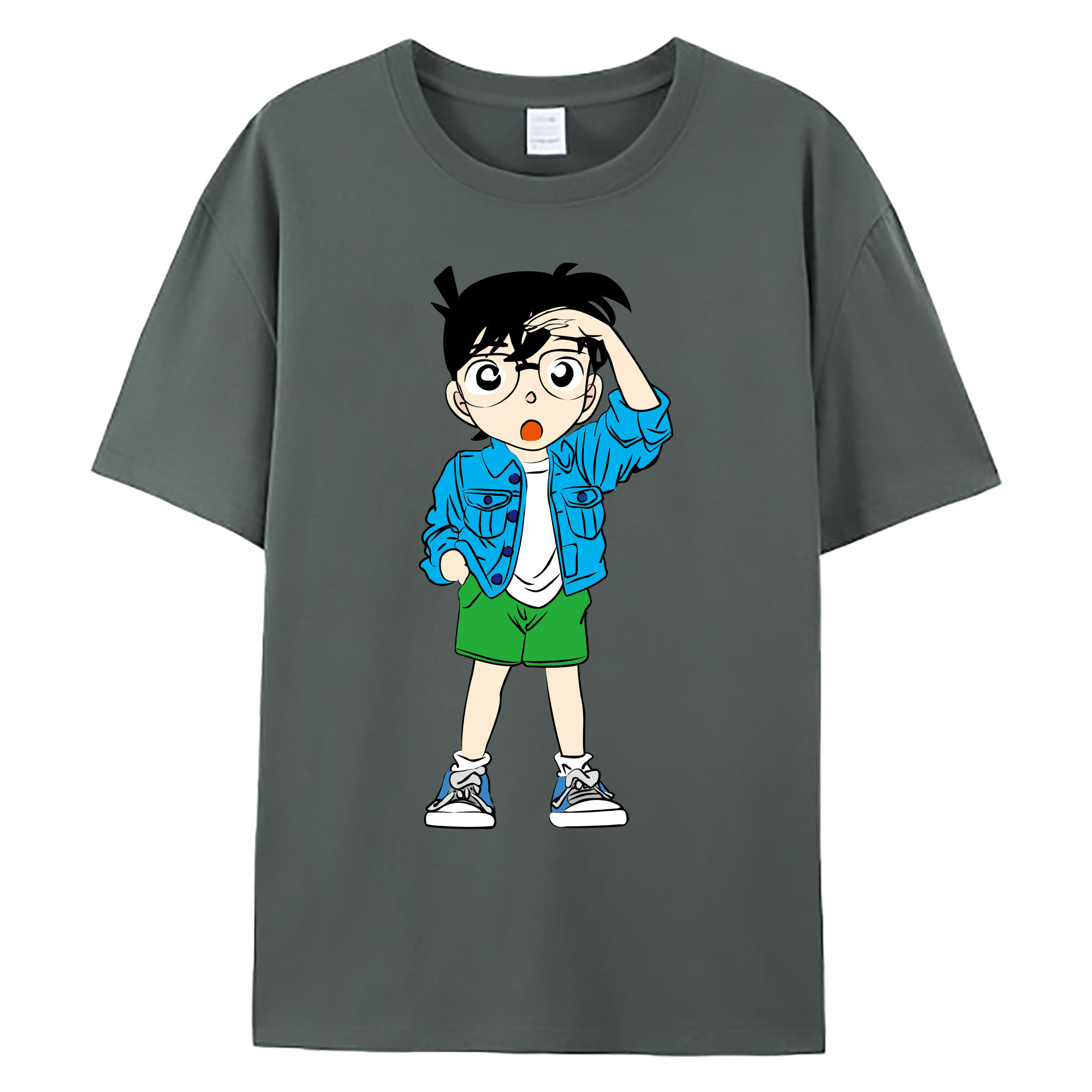 （画像用） 名探偵コナン 江戸川 コナン Detective Conan Conan Edogawa 綿100％ メンズ半袖Tシャツ｜肌触りやわらか＆通気性